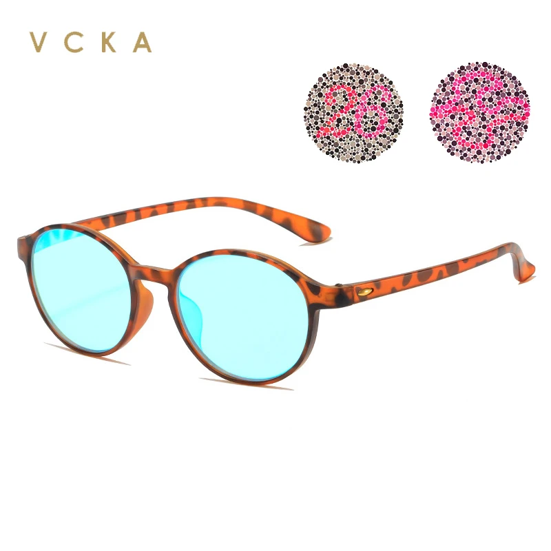 VCKA Round Vintag Functionality Red-green-blind Color-weak Glasses Ultralight TR90  Men Women Correction Color-defining Eyewear