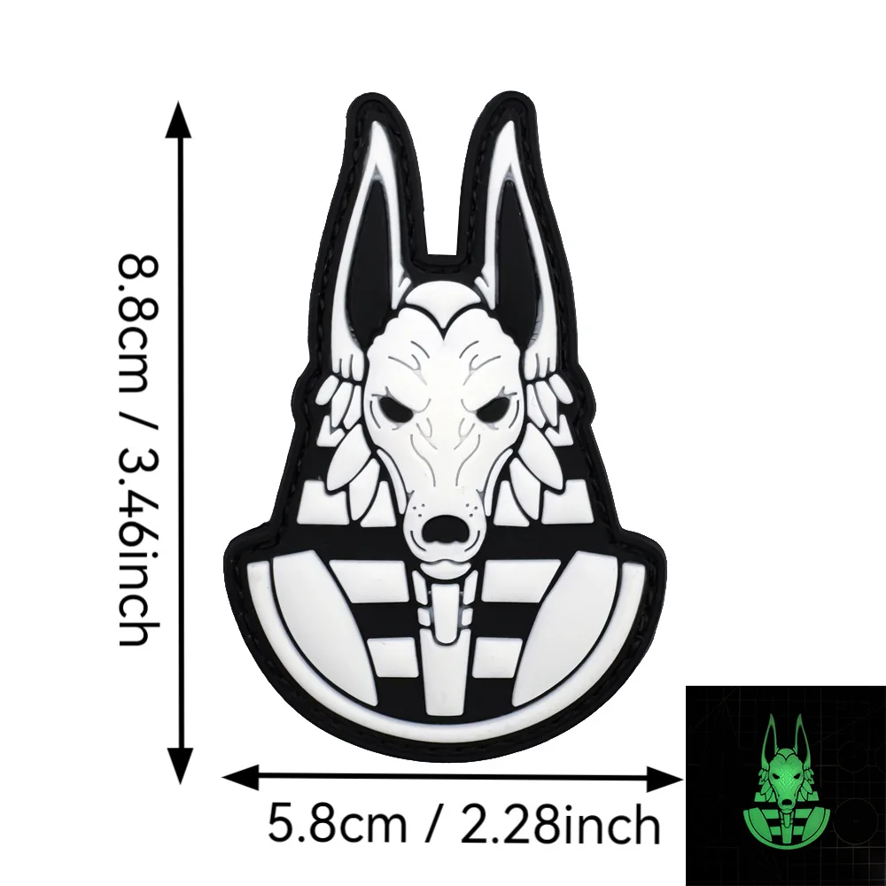 Parche táctico de goma PVC luminiscente Medusa Anubis para mochila - imagen 2