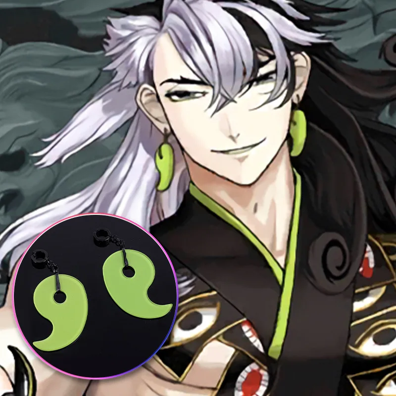 Pendientes Fate/Grand Order Alterego para mujer, joyería Ashiya Douman, Accesorios de moda para fiesta, Magatama acrílico verde
