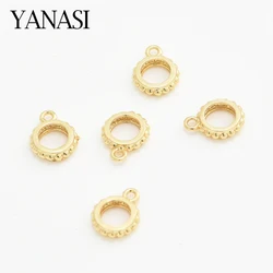 4PCS 18K Gold Plated 7MM Brass Round Spacer Beads Pendant Clips Connectors DIY Necklace Bracelet Jewelry Findings Hypoallergenic