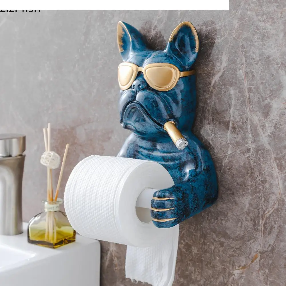 Animal Resin Tissue Holder Household Bulldog Roll Paper Sanitary Napkin Holder Living Room Napkin Box Decoration Household Items