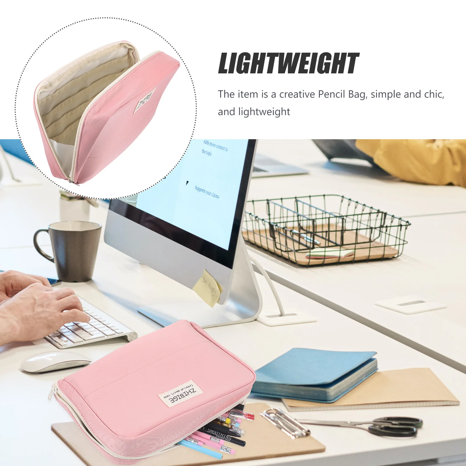 

Pencil Case Stationery Organizer Pouch Student Portable Organized Large Capacity Zipper Canvas Storage School Girl Bag