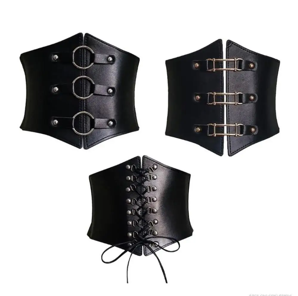 

Slimming Body All-match Rivet Corset High Waist PU Leather Cummerbund Wide Waistband Elastic Waist Strap Skirt Decorations