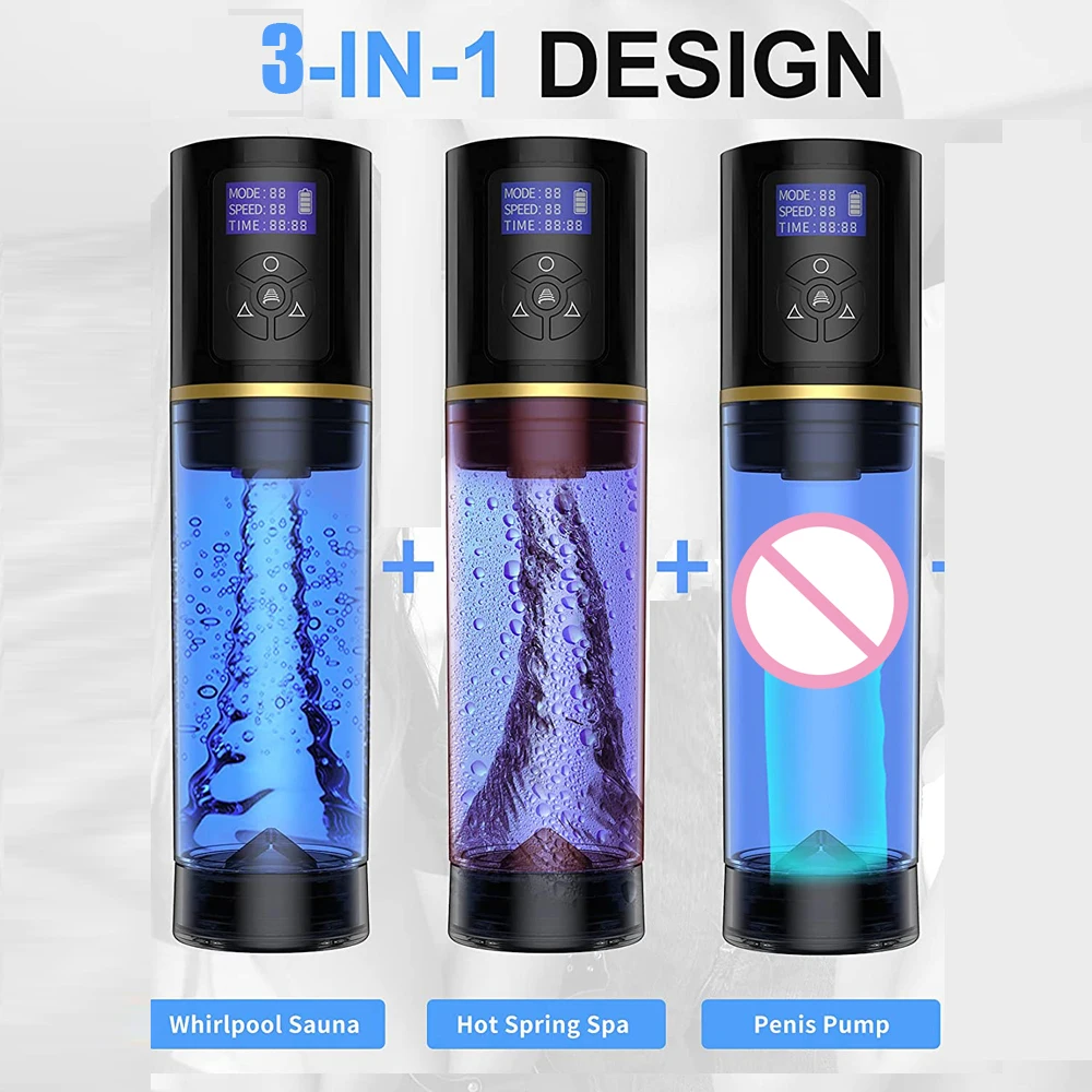 Electric Water Bath Penis Pump Male Masturbator Cup Vacuum Erection Training Enlargement Tool for Adult Men Sex Toy 18+ - view 5