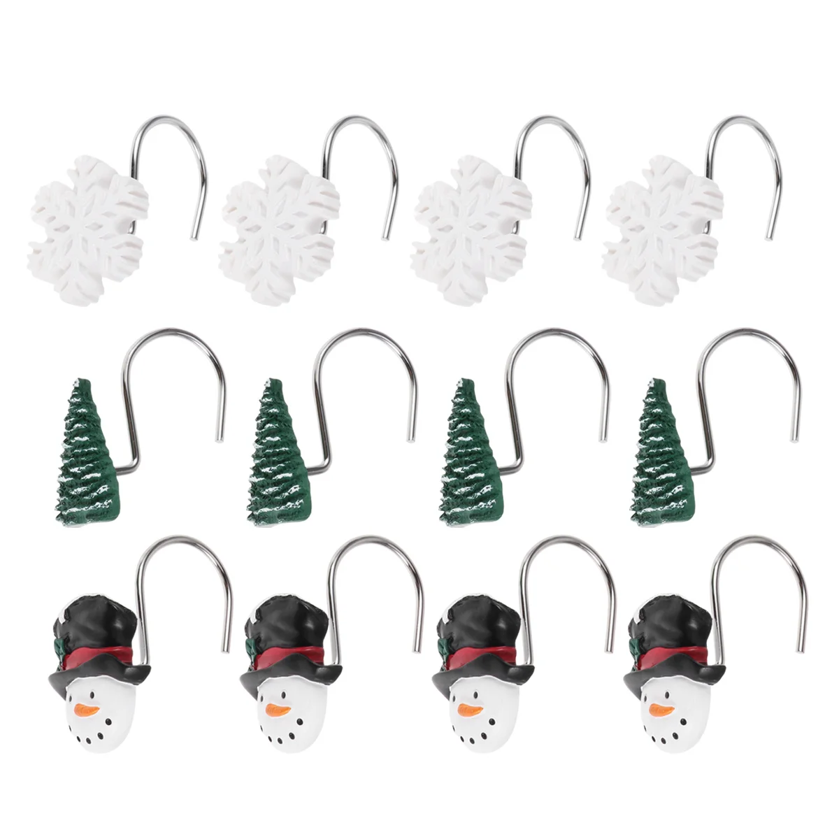 

12 Pcs Decoration Christmas Shower Hooks Snow Hanging Decorations Plastic Curtain