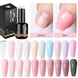 BORN PRETTY 15ml Jelly Nude Rubber Base Gel Natural Milky White Clear Semi permanent Self-Leveling Soak Off UV LED Gel Varnish