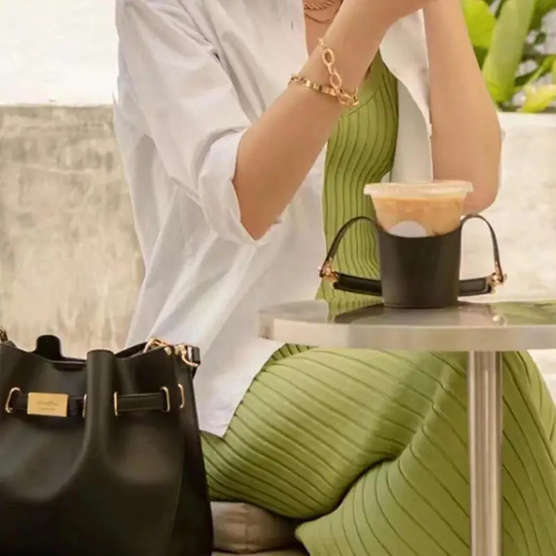 Nuova custodia per tazza da caffè in pelle, ecologica, portatile, per bevande, latte, tè, copri tazza, riutilizzo, porta tazze da caffè