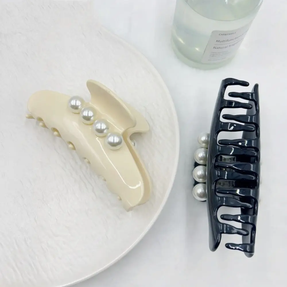 

Hair Jewelry Ornament French Design Hair Claw Clip Elegant Vintage Big Pearl hair Grab Fashion Long Pearl Hair Ponytail Clip