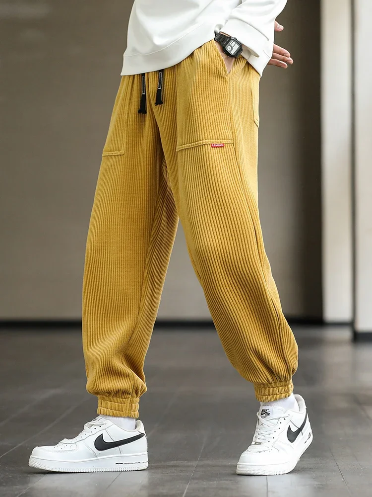 2024 New Autumn Winter Corduroy Sweatpants Men Baggy Joggers Fashion Streetwear Loose Casual Harem Pants Plus SIze 8XL