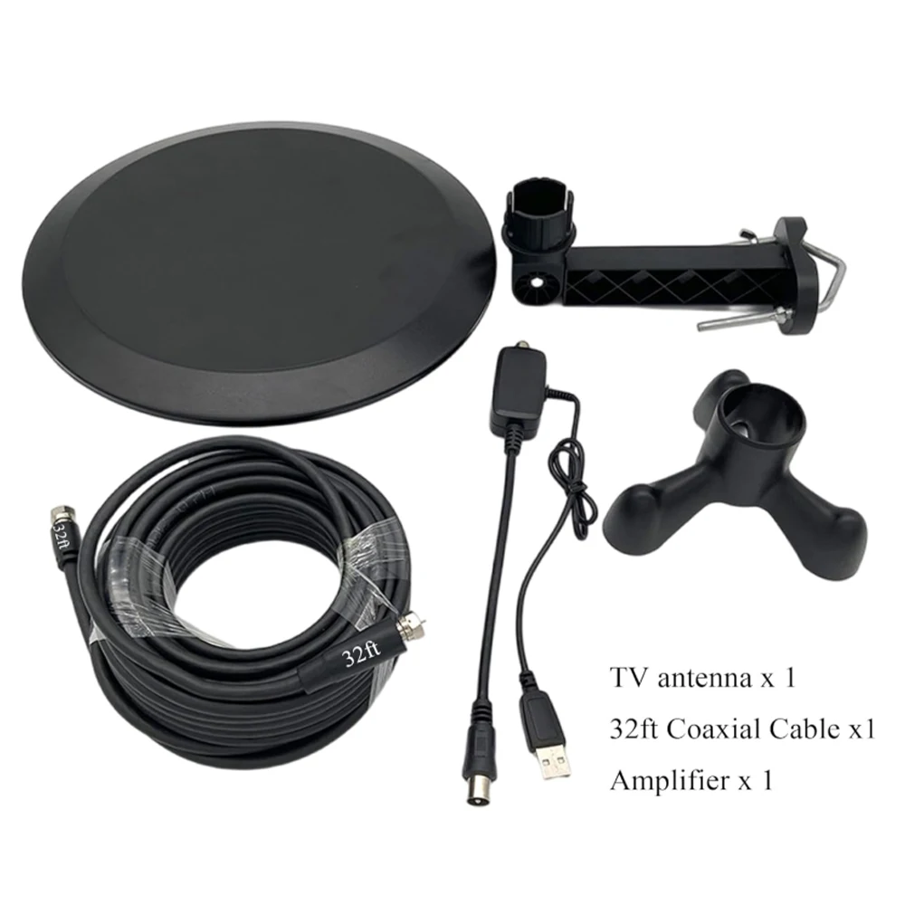 Outdoor TV Antenna for Smart TV, Digital HD TV Antenna Long Range Support 4K 1080P, Amplifier Signal Booster, 32ft Coaxial Cable