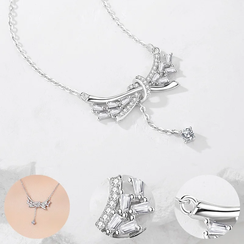 التصميم الأصلي S925 الفضة شرابة قلادة للنساء العصرية زهرة نمط الزركون اللؤلؤ لحفل زفاف خطوبة هدية فكرة #5