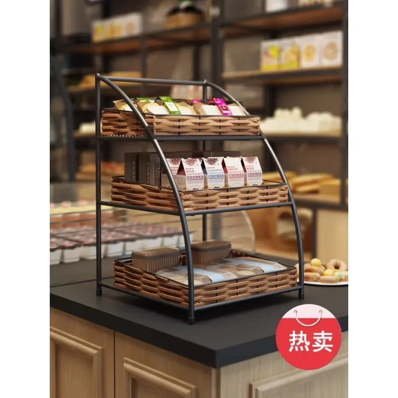 Creative desktop multi-layer food storage rack display rack frame shelf Internet cafe wrought iron small snacks household rack