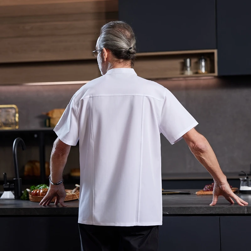 ملابس عمل طاه تقديم الطعام للرجال بأكمام قصيرة ملابس خدمة الطعام فندق مطعم مقصف الخبز المعجنات المطبخ كوك موحدة
