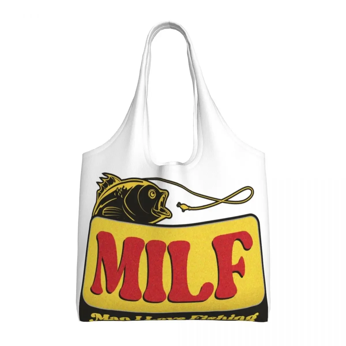 

Recycling Milf Man I Love Fishing Shopping Bag Women Canvas Shoulder Tote Bag Durable Groceries Shopper Bags Handbags