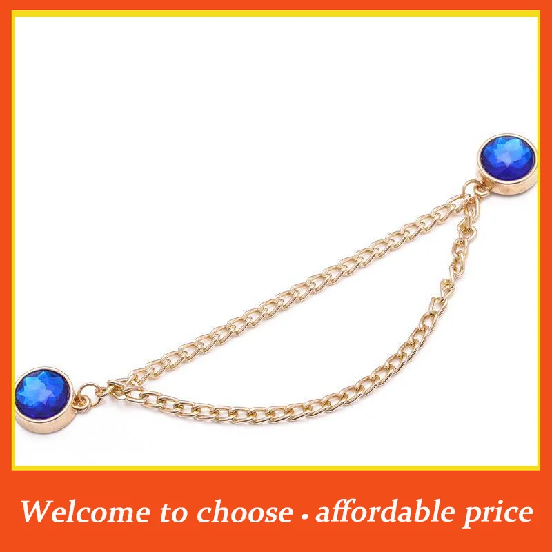 #Rhinestone Magnetic Waist Cinching Clips 2 Pcs Adjustable Chain No Sew Waist Fixer for Girls Skirt Jeans School Wear