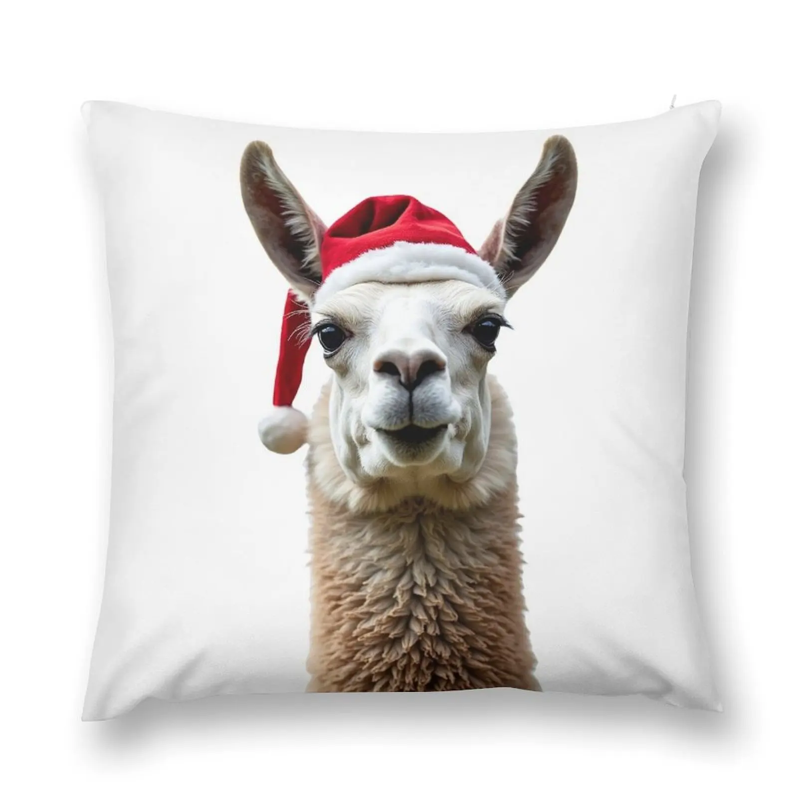 

Funny Llama Wearing Christmas Hat Throw Pillow Couch Cushions Elastic Cover For Sofa pillow