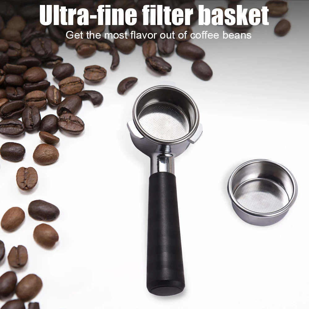 54mm Bottomless Naked Portafilter Filter Basket Included 3 Ears Replacement Parts Basket Handle with Cleaning Brush Spoon