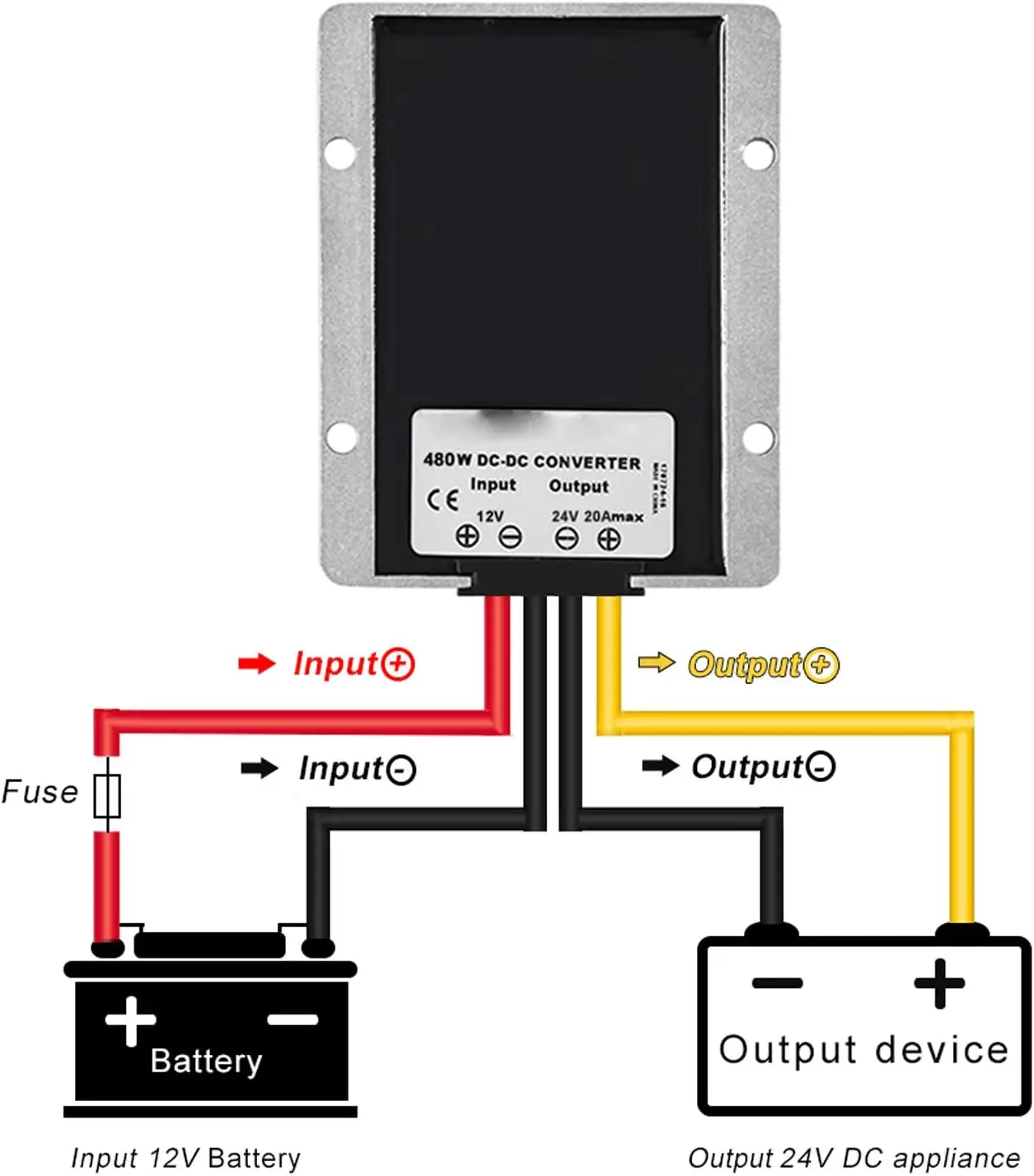 Convertisseur DC/DC étanche 20A 480W, convertisseur Boost 12V 24v, Module de puissance, transformateur Boost pour convertisseur d'onduleur automobile