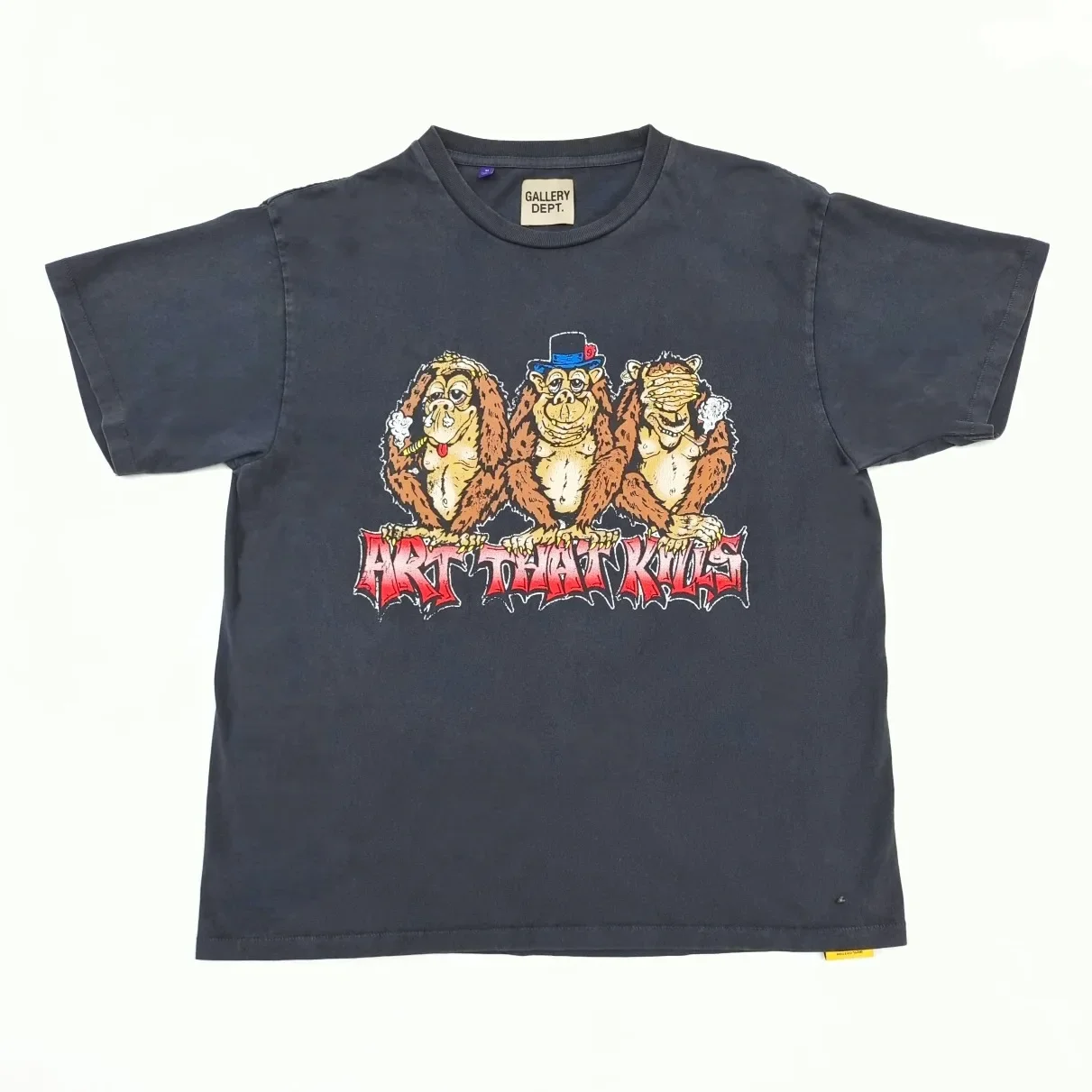 Gallery Dept orangutan alphabet print short sleeve washing water do old casual T-shirt