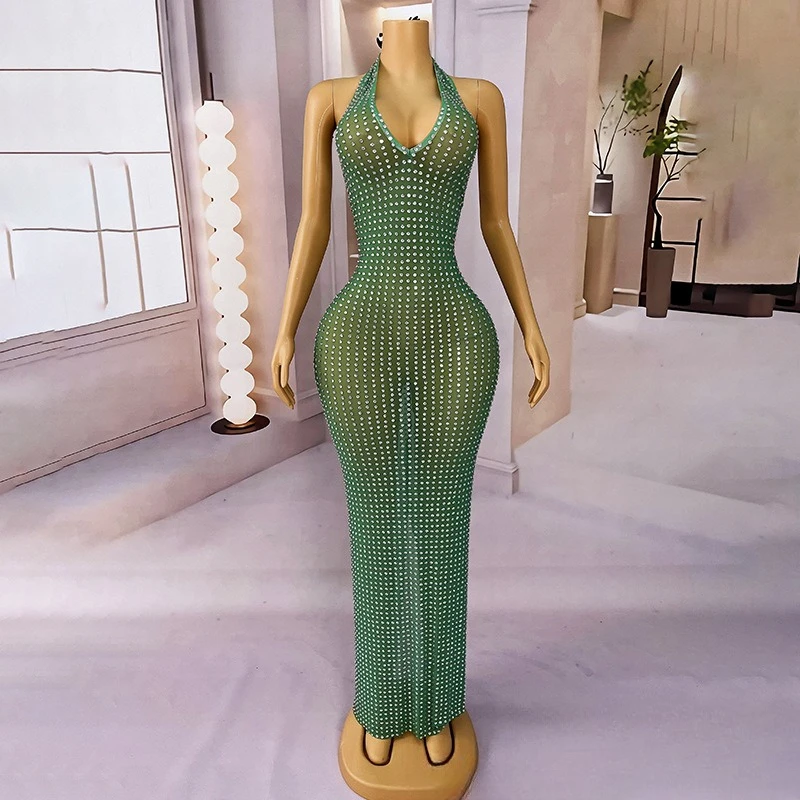 

Heavy Industry Diamond Neck Suspender Holiday Style Temperament Dress Birthday Party Celebrity Light Luxury Dress Vestido Festas