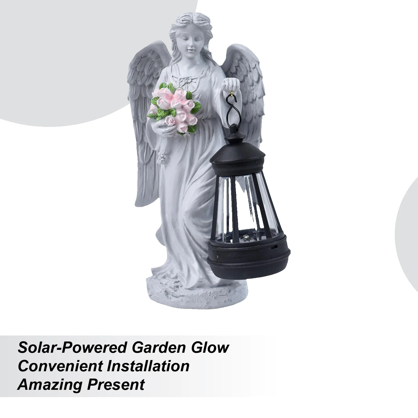 Ángel con luz Solar, figura pequeña de paisaje de resina, Ángel resistente a la intemperie con estatua de flor para cementerio, patio frontal, Gravesite