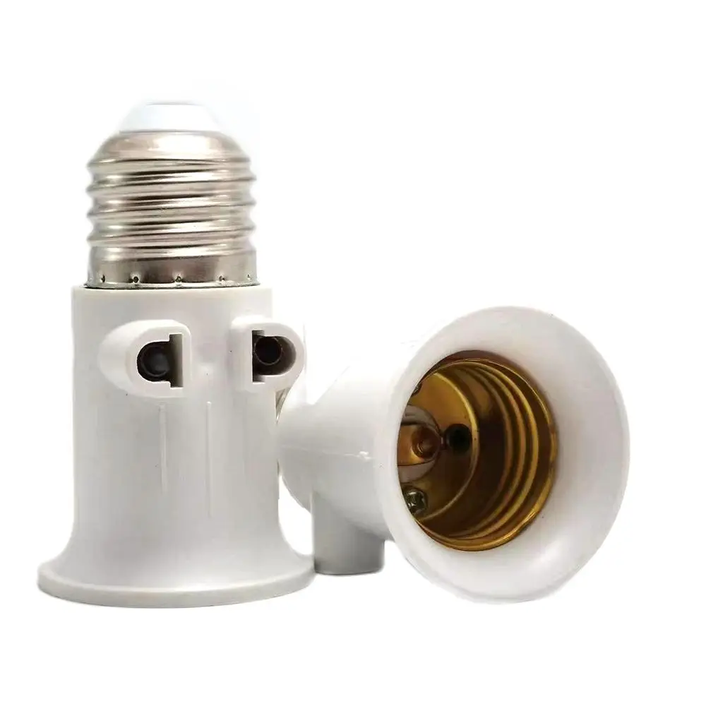 Adaptador de bombilla LED doble europeo a E27, convertidor de enchufe europeo, soporte de lámpara, enchufe de luz de tornillo, color blanco, 1 piezas