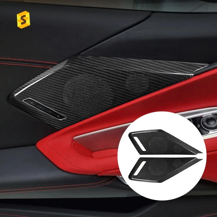 

Equipment Smart Library ES Real Carbon Fiber Car Interior Accessories Door Speaker Cover For Chevrolet Corvette C8 2020 2021 Car
