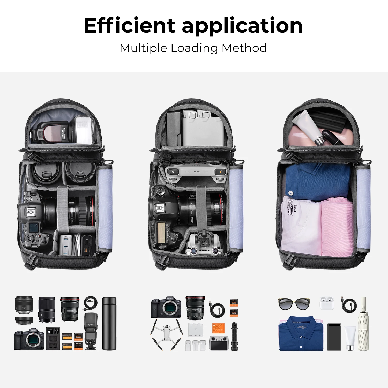 K&F Concept 10L Camera Sling Bag Outdoor Waterproof Crossbody Bag DSLR/SLR Lens Photography Case for Canon/Nikon/Sony Camera Bag