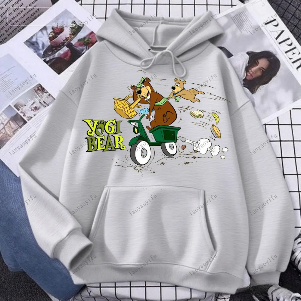 سترة بقلنسوة من The Yogi Bear Show مريحة بأكمام طويلة، سترة كاواي لطيفة مطبوعة برسوم كارتونية للرجال، بدلة رياضية شتوية دافئة #2