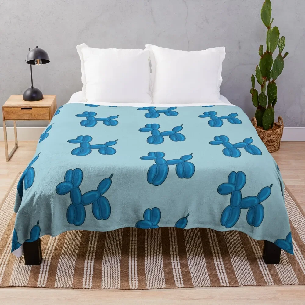 

Blue Balloon Dog Throw Blanket Soft Bedroom Blanket for Night Sleeping
