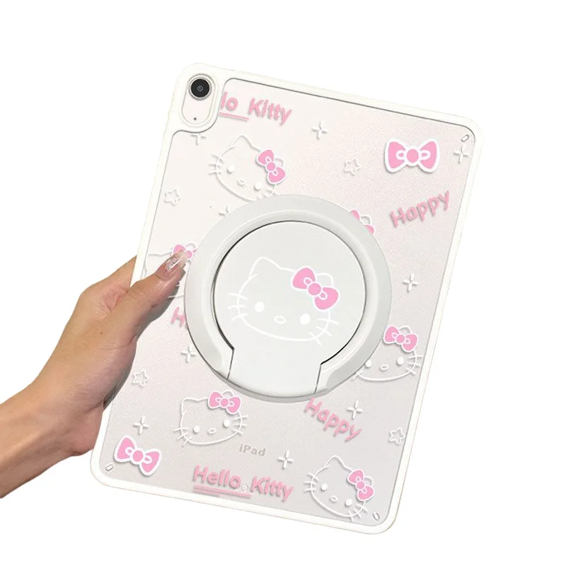 Sanrios Hello Kittys Cute Ipad10 Tablet Shell New Style Acrylic Cartoon Desktop with Stand Girl Heart Tablet Protect Back Shell