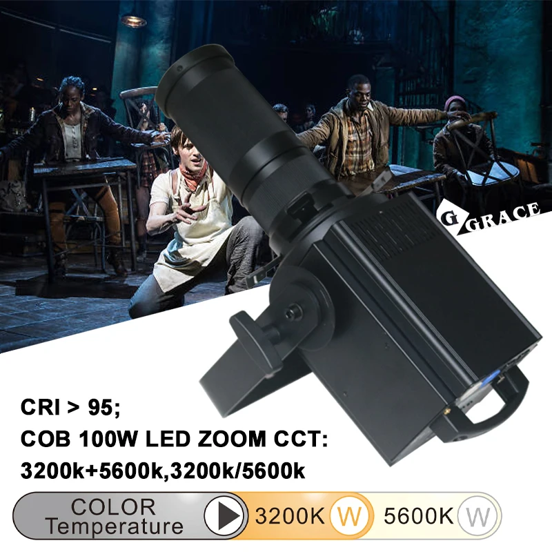 100W CCT3200K+/5600K 9-25 Beam Angle Zoom Led Profile Spot Light PWM Mode Stage Light