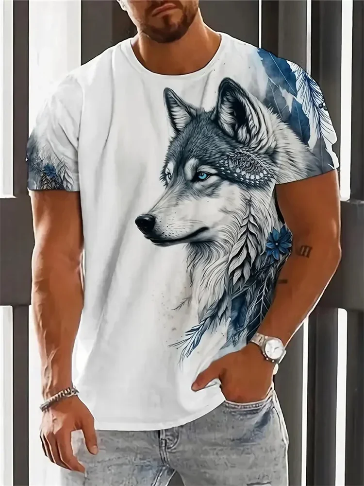 Neues Retro-Stil Tier-Wolf 3D-gedrucktes Herren Sport Schnelltrocknendes Atmungsaktives T-Shirt Outdoor Street Trend, Kinder Kurzarm-Shirt – Detail 7