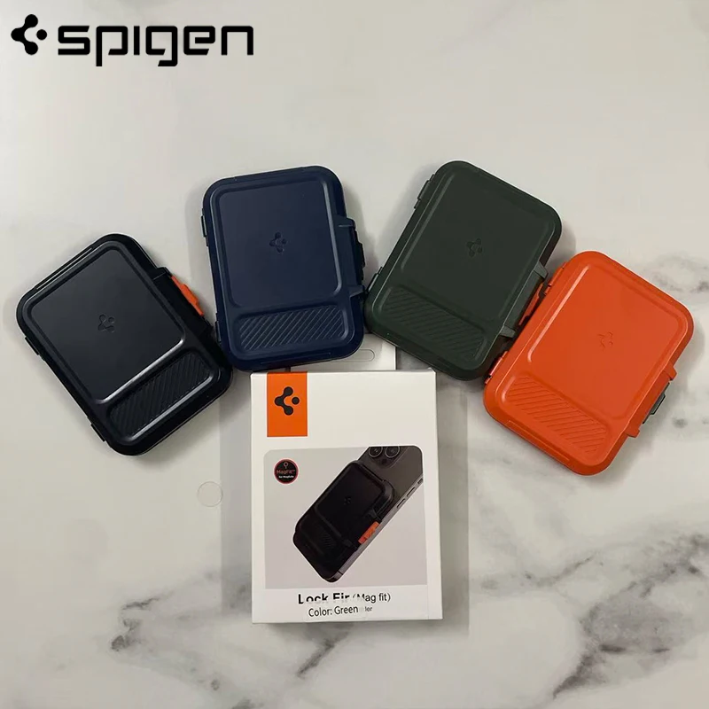 Portefeuille magnétique rigide Spigen pour MagSafe, support de cartes robuste pour iPhone 17, 16, 15, Pixel 10 Series, avec verrouillage, capacité 5-6 cartes