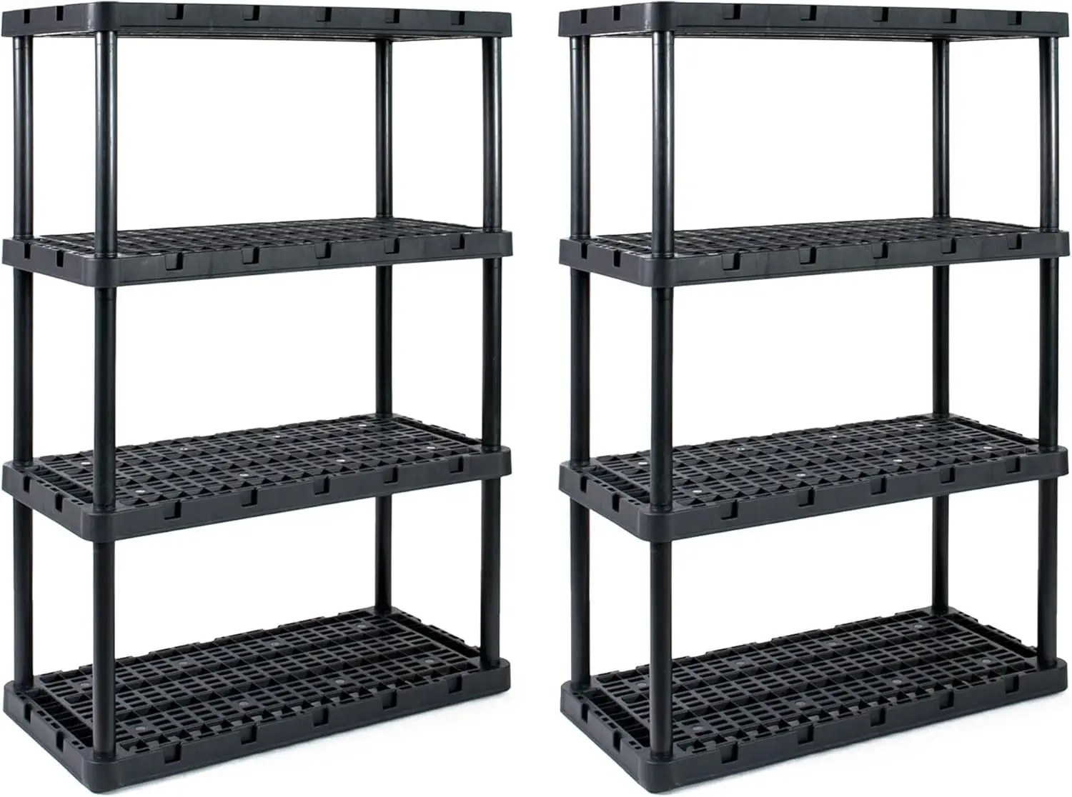 

2 Pack Heavy-Duty Storage Shelves, Knect-A-Shelf 4-Shelf Ventilated Storage Shelving Rack for Home Organization, Black