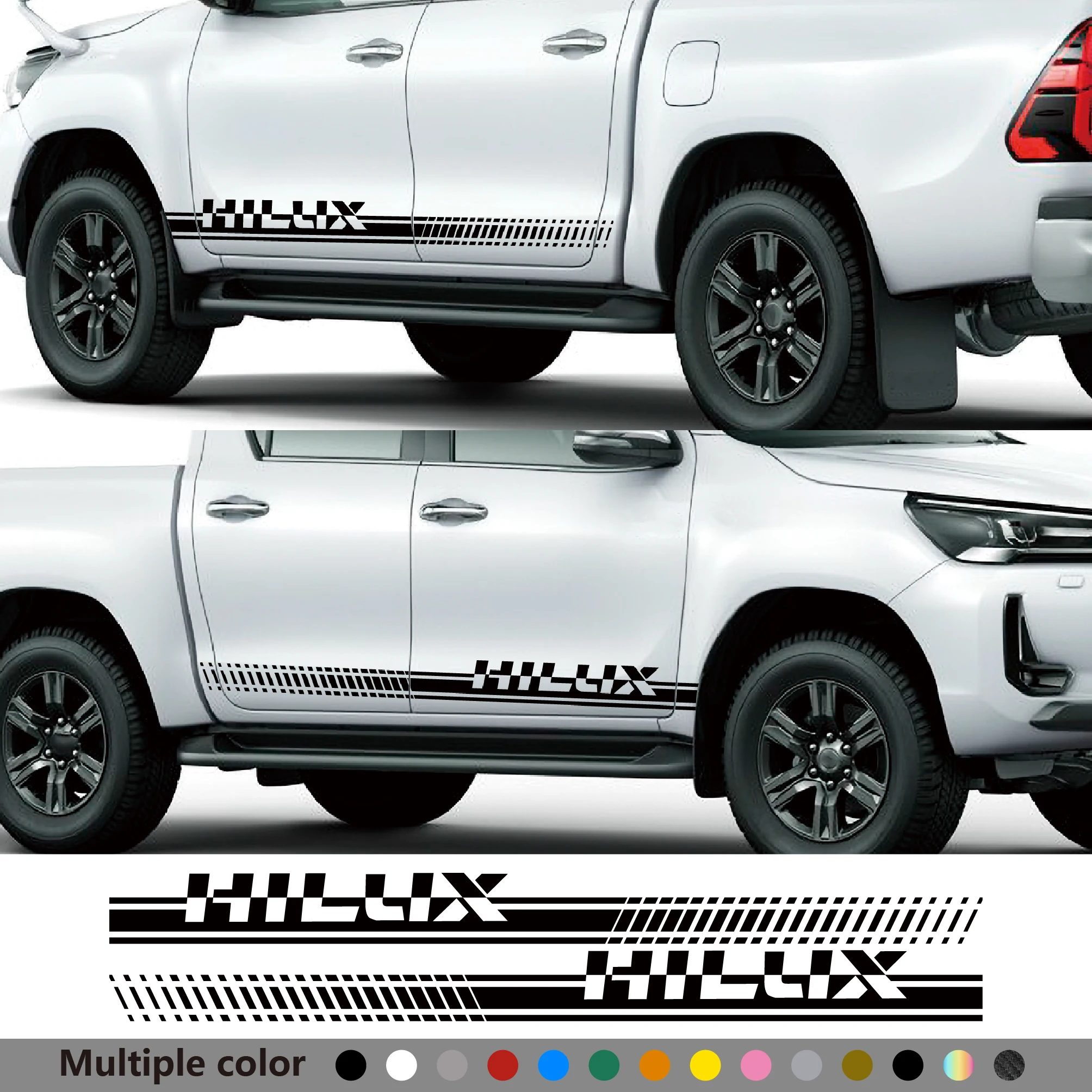 

Pickup Door Side Stripe Stickers Apply For Toyota Hilux Revo Vigo 4x4 Truck Decor Cover Car Vinyl Decals Auto Tuning Accessories