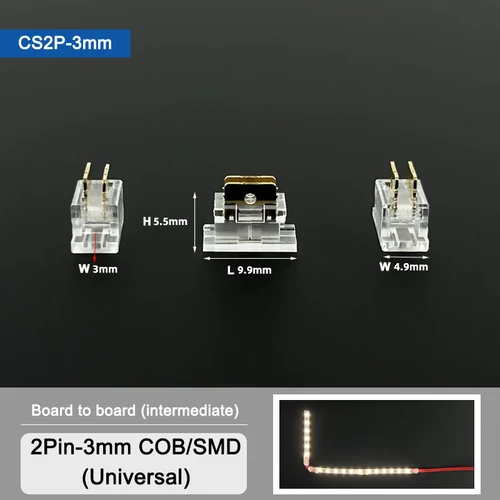 Imagen 2 del producto 5 unids/bolsa 3mm/5mm/8mm 2 pines 2 pines conector Led de esquina 5V/12V/24V cristal SMD Cob conector de tira Led
