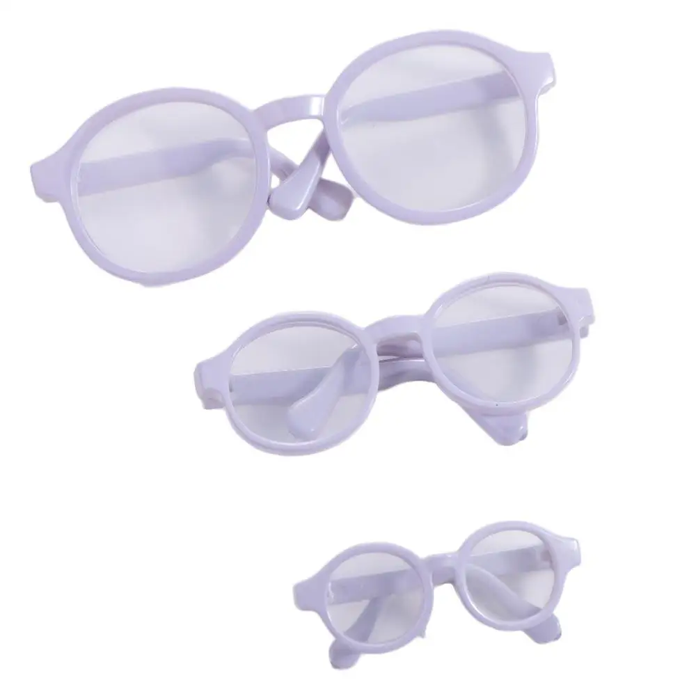 إكسسوار الدمية نظارات دمية معكرون شفافة بلون الحلوى دمية نظارات دائرية نظارات بلاستيكية مستديرة شفافة