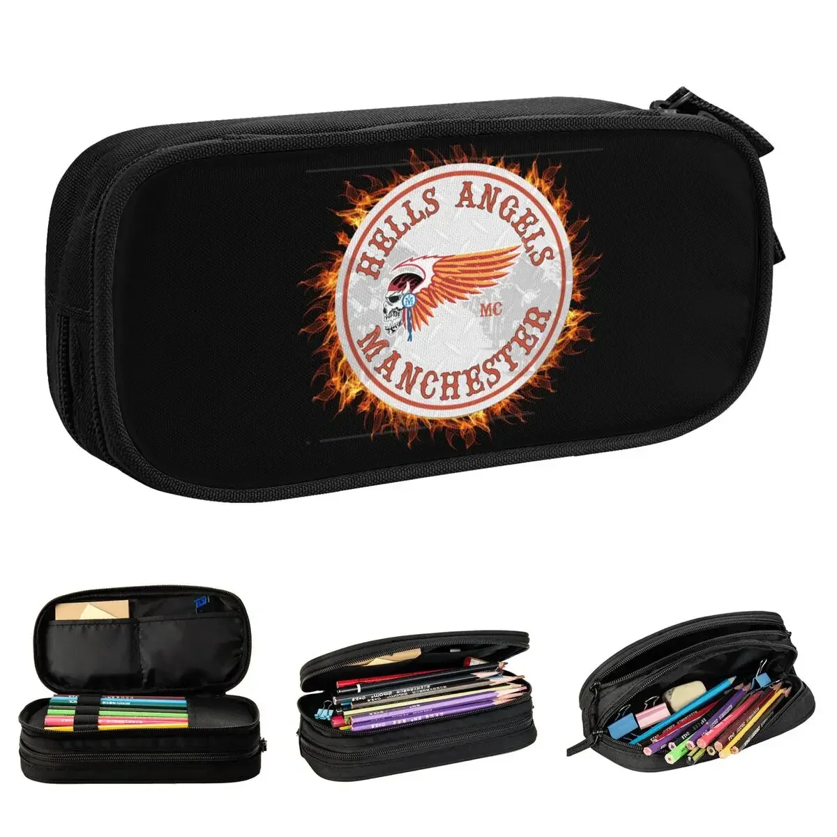 

Hells Angels Motorcycle Club Pencil Cases Creative Pen Bags Girls Boys Big Capacity School Supplies Zipper cases