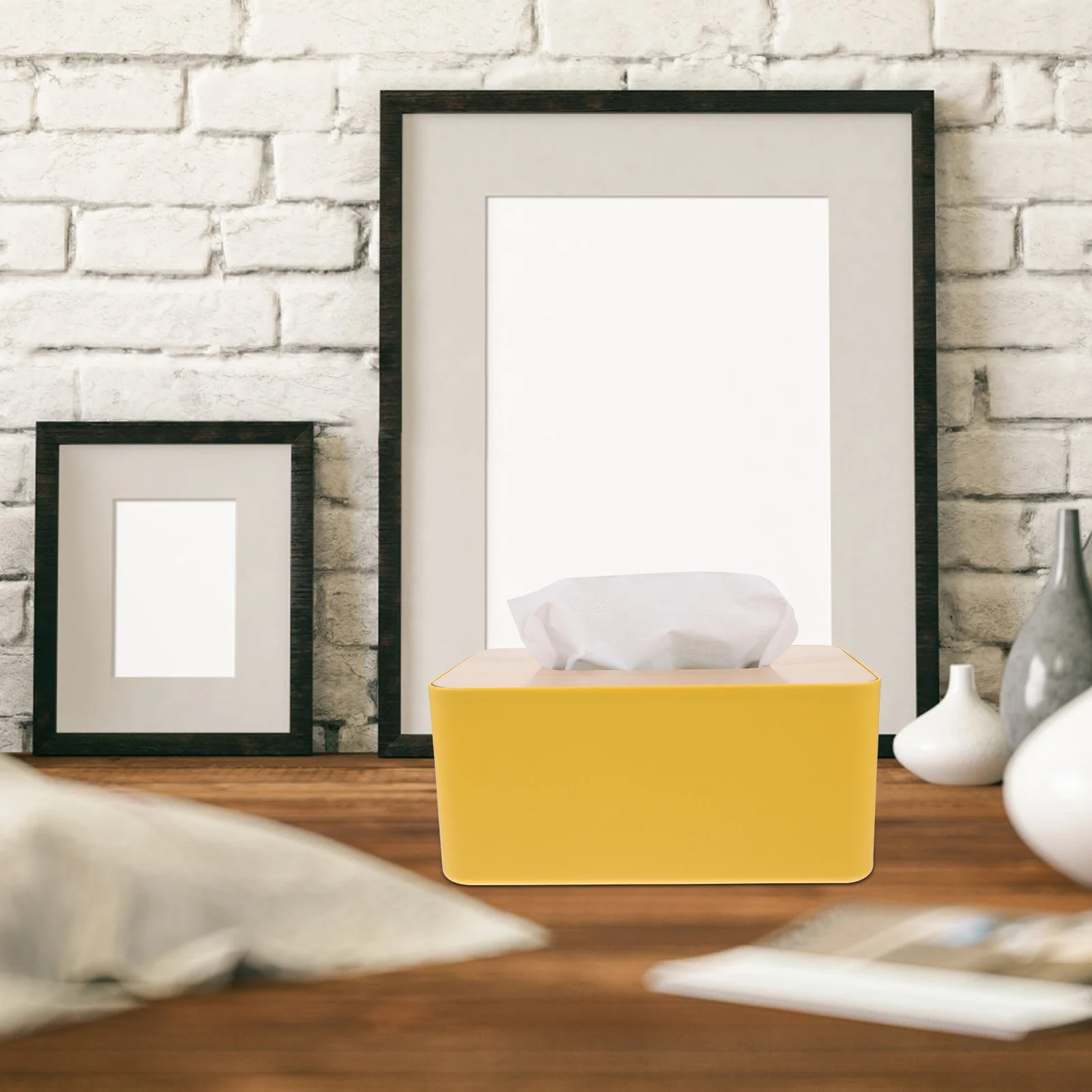 

Wooden Tissue Box Cover Desktop Tissue Case Sturdy Lightweight Compact Organizer for Home Store Restaurant Use