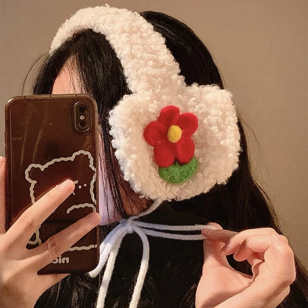 Bonitas cubiertas para los oídos de invierno, orejeras protectoras cálidas rojas, calentadores de orejas para ciclismo, orejeras de felpa rojas bonitas para ciclismo en invierno