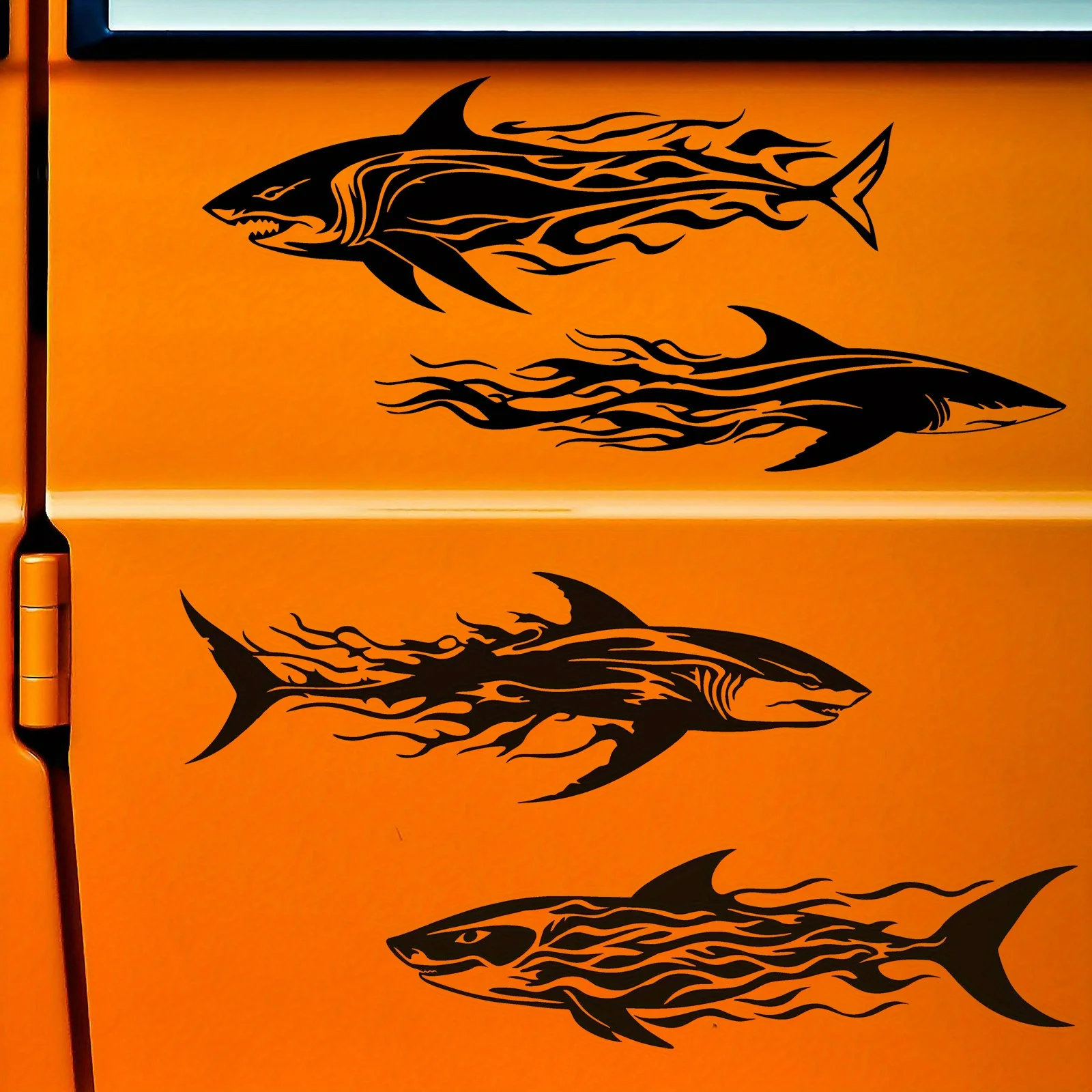 

4 шт./компл., комплект наклеек с потрясающим пламенем и акулой, подходит для журнальных страниц, задних планшетов, автомобильных бамперов для жирного стиля