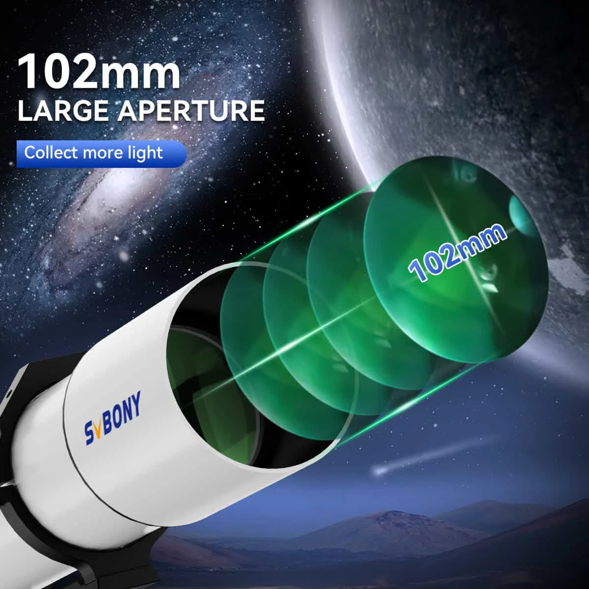 Svbony SV48P 102mm Achromatic Telescope Refractor Astronomical Telescope Set for Deep sky photography Astronomical observation