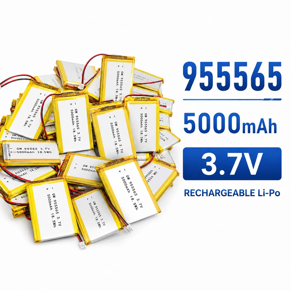 955565 3.7V 5000mAh LiPo Battery Rechargeable Lithium Polymer Battery with PH2.0 Plug for GPS Power Bank Tablet