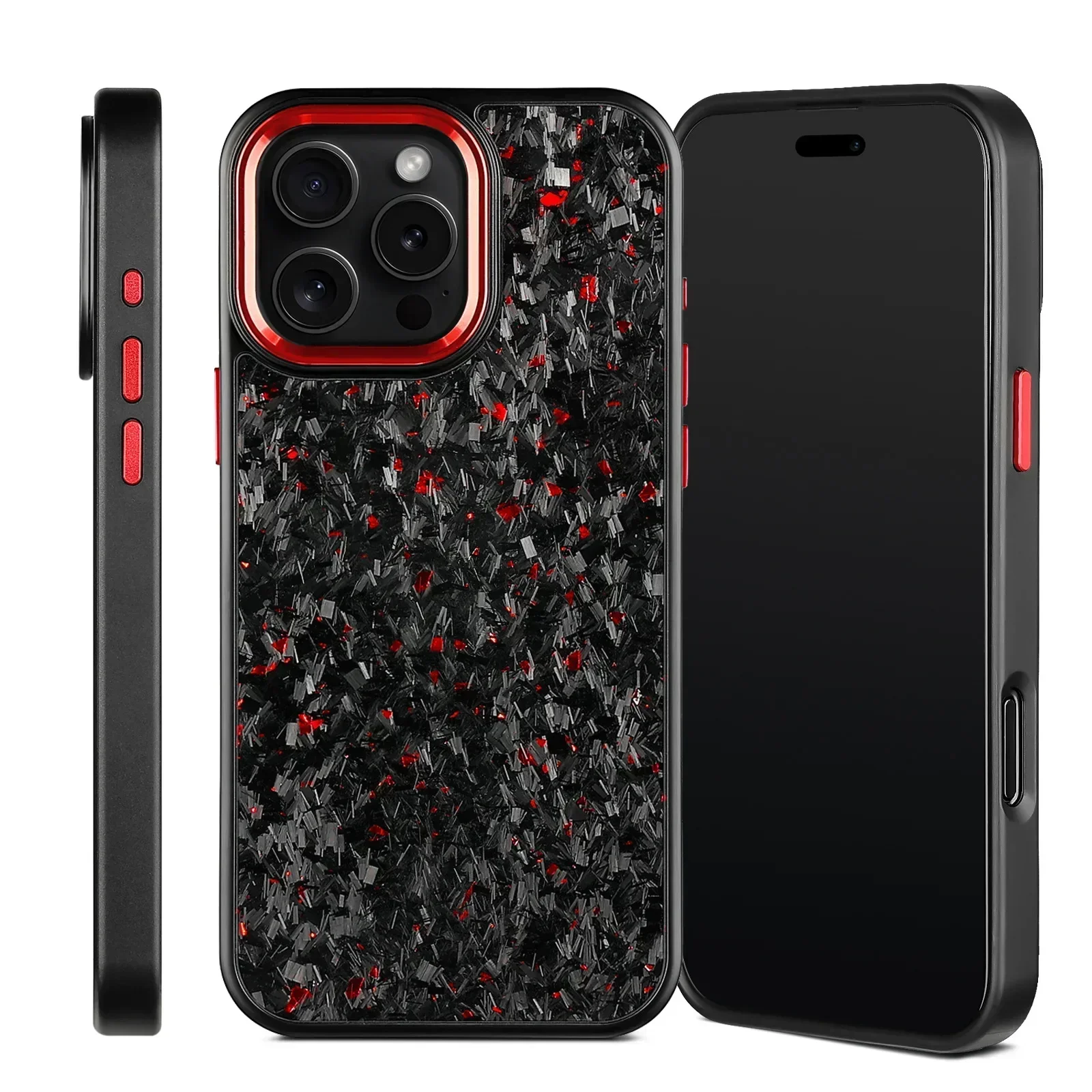 

Для iPhone 16 Pro Max 14 13 12 11 Чехол из кованого волокна с металлическим каркасом R-Real C-Carbon Fiber Armor Противоударный чехол
