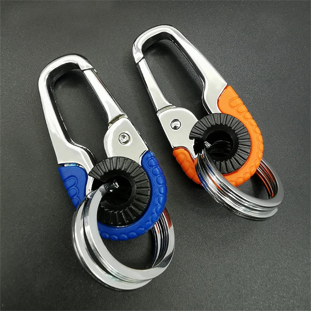 Men's Keychain Hook Stainless Steel Buckle Outdoor Carabiner Climbing Tool Double Ring Car Fishing Key Ring Car Accessories