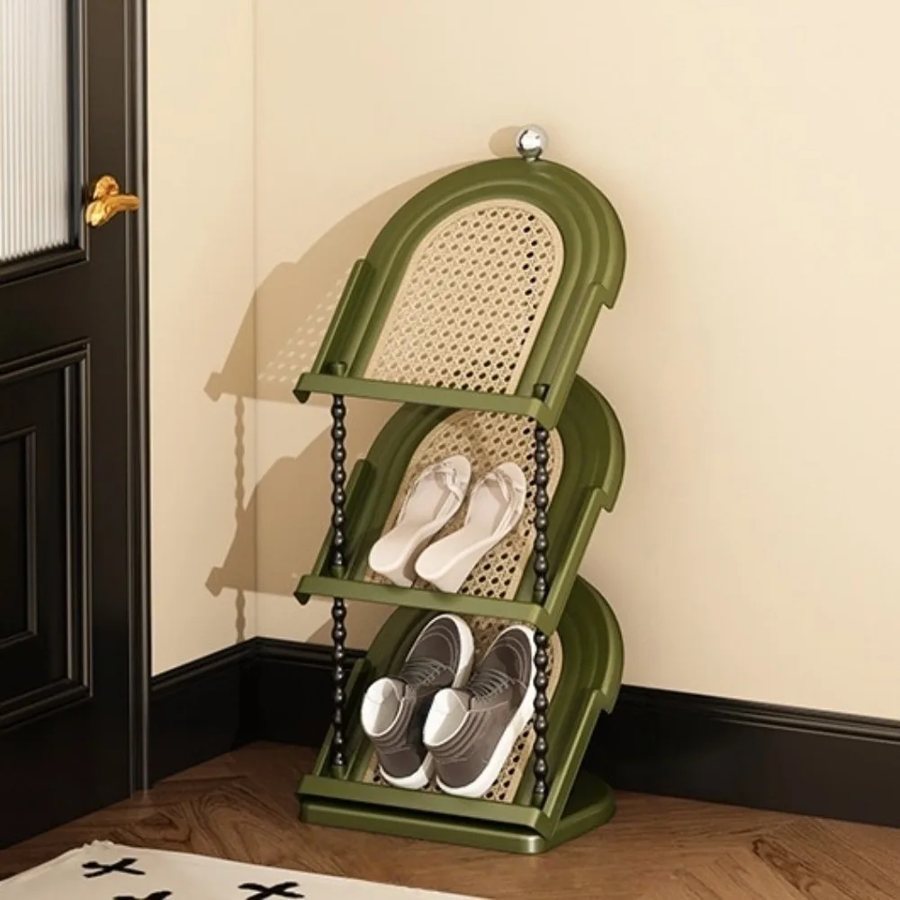 

DIY Multi-Layer Shoe Rack Anti-slip Large Capacity Rattan Plaited Floor Shoe Shelf Space Saving Detachable