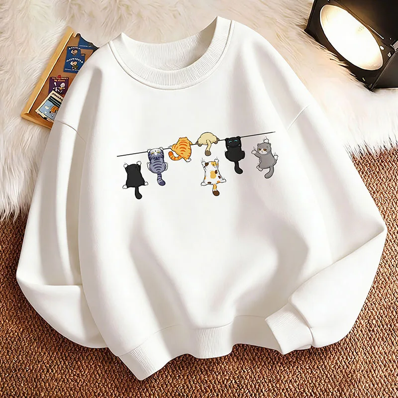 Kletterkatzen-Muster Trendiges Design Kinder-Sweatshirt Pullover Frühling Rundhals Grafik-Print Hoodie Jungen/Mädchen Kinder-Kapuzenpullover