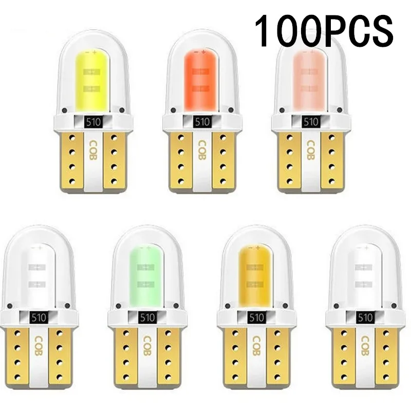 Bulk Pack LED W5W T10 COB 4SMD Parking Bulbs Auto Wedge Clearances Canbus Silica Bright White License Light 10/20/50/100PCS Set