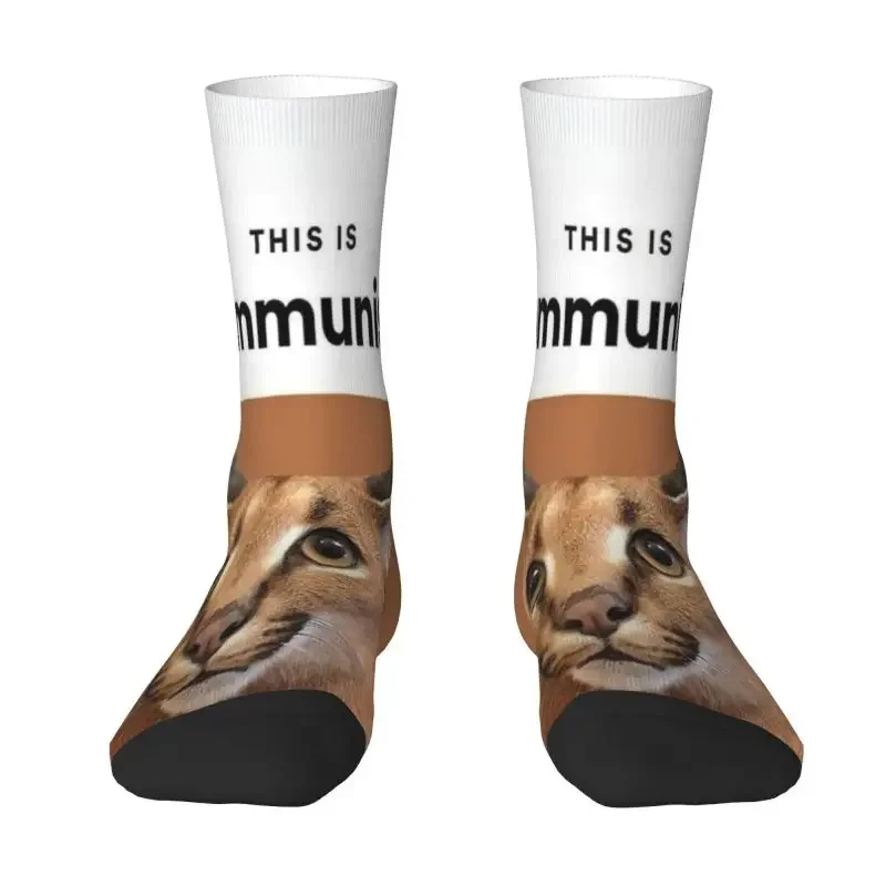 Novelty Mens Floppa Cute Meme Dress Socks Unisex Warm Breathbale 3D Printed Caracal Cat Crew Socks